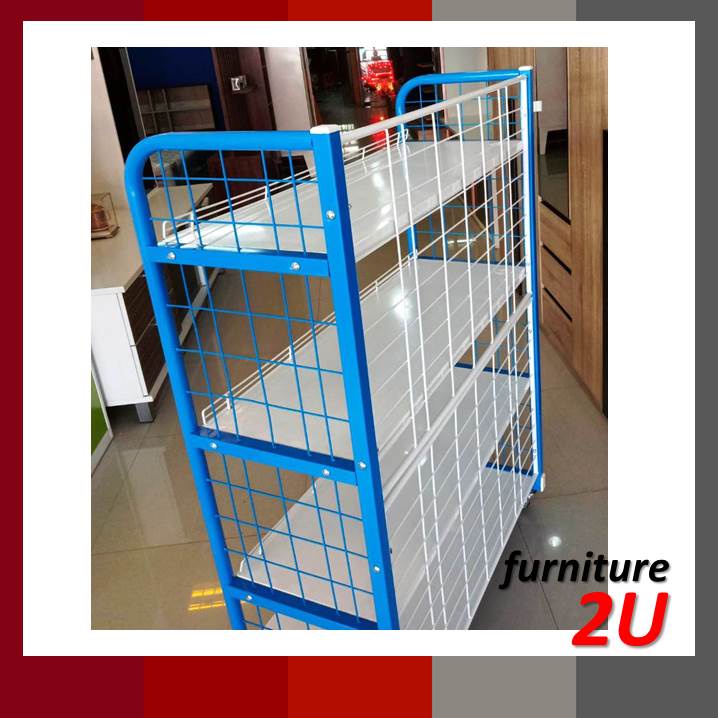 ส่งไว น้ำเงินรุ่นใหม่เพิ่มที่กั้นของของตกด้านข้าง!! ชั้นวางของมีล้อ เคลื่อนย้ายได้ แข็งแรง - รูปที่ 4