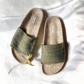 รองเท้าแตะเชือกสาน งานแฮนด์เมดที่ขายดี้ดี Jute sack sandals handmade