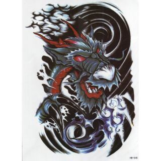 Tattoo แผ่นใหญ่ ลาย มังกร Dragon แท็ททู​ สติกเกอร์ HB-545