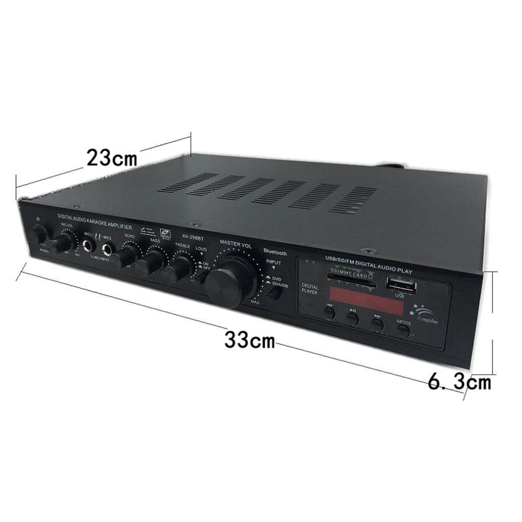 2000W Bluetooth 4 โอห์ม 5 CH คาราโอเกะเพาเวอร์สเตอริโอไฮไฟเบส AV เครื่องขยายเสียงรอบทิศทาง