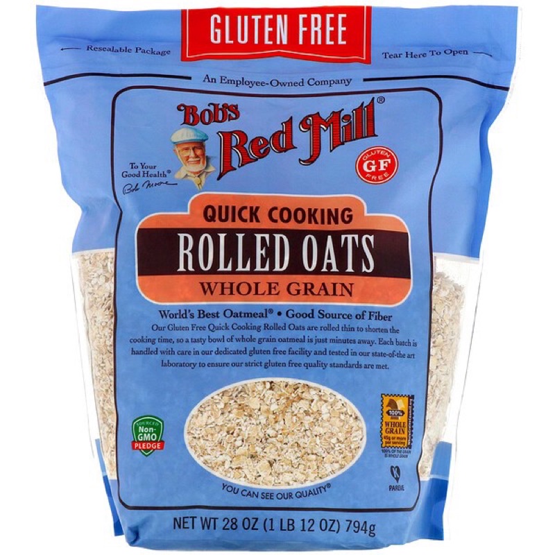 Bobs Red Mill Quick Cooking Roll Oats Whole Grain Gluten Free (907g)