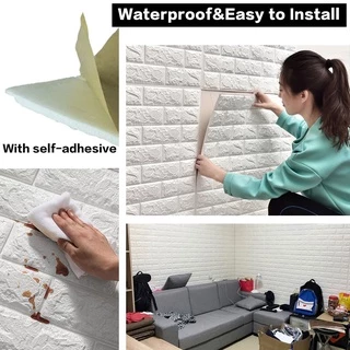🌟DIY🌟 3Dwallaper วอลเปเปอร์ติดผนัง 3 มิติ ลายกำแพงอิฐ มีกาวในตัว