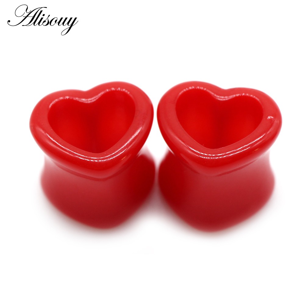 Alisouy 2 ชิ้น 4 มม.-25 มม. สีขาว สีดํา สีน้ําตาล หัวใจ อะคริลิค ปลั๊กอุโมงค์ ยืดเนื้อ เกจขยาย เจาะร่างกาย เครื่องประดับ ราคา ถูกที่สุด ดีลบีเคเค แกลเลอรีภาพที่ 6