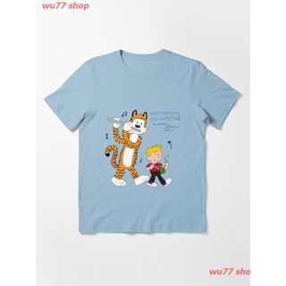 New Calvin And Hobbes Dancing With Music T-Shirt เสื้อยืด ดพิมพ์ลาย ดผ้าเด้ง คอกลม cotton ความนิยม sale Unisex