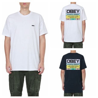 Obey เสื้อยืดแขนสั้นลําลอง พิมพ์ลายตัวอักษร Colorblock สําหรับผู้ชาย