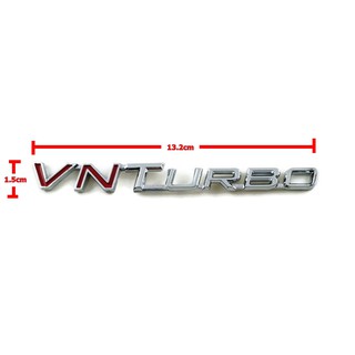 ป้ายโลโก้กระจังหน้า VNTURBO พลาสติกสีโครเมี่ยม/แดง ขนาด13.2X1.5cm ติดตั้งด้วยเทปกาวสองหน้าด้านหลัง