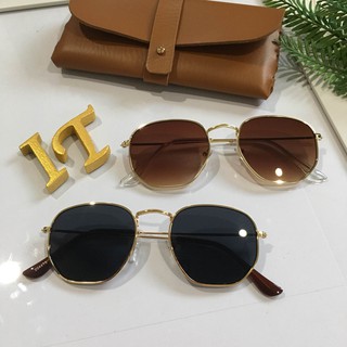 Eyewear_by.tm แว่นกันแดด ทรง square รุ่น Hexagonal Vintage สีดำดำ , ดำทอง , ชาทอง , ปรอทโรสโกลด์