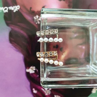 Pearl Diamond Silver Gold Earcuff ต่างหู ตุ้มหู หนีบ เพชร มุก สีทอง เงิน