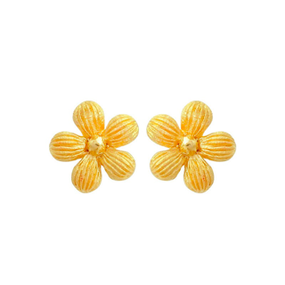 PRIMA ต่างหูทองคำ 99.9% รูปดอกไม้ (ดอกคอสมอส) 111E1466-18 จำหน่ายเป็นคู่ (2 ชิ้น)