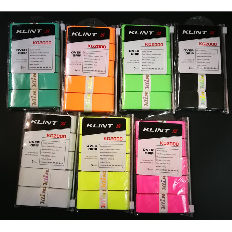 กริปพันด้าม Klint รุ่น KG1000 ที่พันด้ามไม้แบด ผ้าพันด้ามไม้แบด ไม้เทนนิส (1 แพ็ค5 ชิ้น) ของแท้ 100%