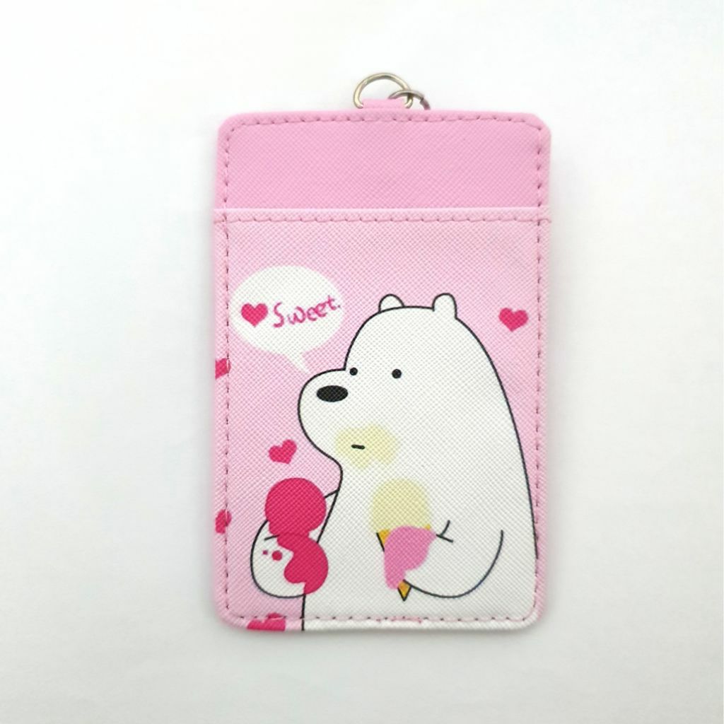น่ารัก We Bare Bears Ice Bear กินไอศกรีม Ezlink Card Holder พร้อมพวงกุญแจ