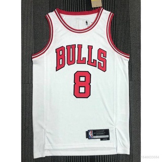 ใหม่ เสื้อกีฬาบาสเก็ตบอล แขนกุด ลายทีม NBA Jersey Chicago Bulls No.8 LaVine 2021/22