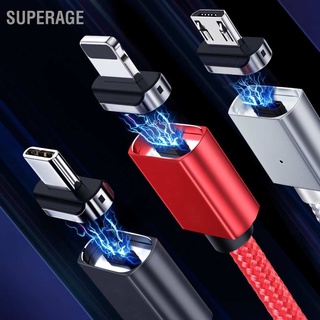 Superage สายชาร์จแม่เหล็ก 3A ส่งสัญญาณเร็ว สายไมโคร Usb สายไนล่อนถัก พร้อมไฟแสดงสถานะ Led