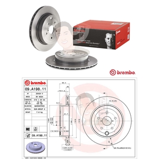 09 A198 11 จานเบรค ล้อ R (ยี่ห้อ BREMBO) รุ่น HC UV PVT SUBARU Impreza GR 2.5 STI ปี 2008-&gt;