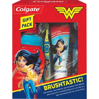 Colgate toothbrush for children gift set, mouthwash – Wonder Woman ชุดของขวัญแปรงสีฟัน ยาสีฟัน น้ำยาบ้วนปาก