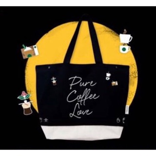 กระเป๋า starbucks pure coffee love พร้อมพิน ขนาดใหญ่มาก