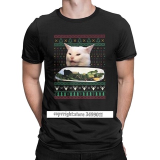 เสื้อยืดกันหนาว ผ้าฝ้าย พิมพ์ลาย Awesome Yelling At A Cat Meme Christmas สุดฮา เหมาะกับของขวัญ สไตล์คลาสสิก สําหรับผู้ชา