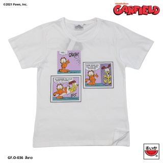 แตงโม (SUIKA) - เสื้อยืดคอกลม การ์ฟิล์ด ลายGARFIELDในช่องสีเหลี่ยม  GF.O-036