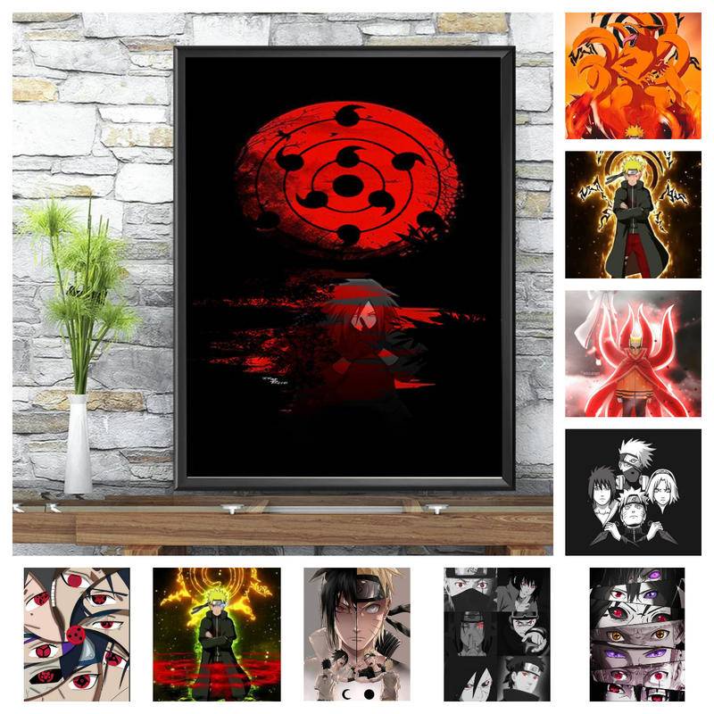อะนิเมะ Naruto Shippuden Wall art ภาพวาดผ้าใบโปสเตอร์ Hokage Akatsuki Sasuke Jiraiya Boruto สําหรับตกแต่งผนัง 30*40 ซม.