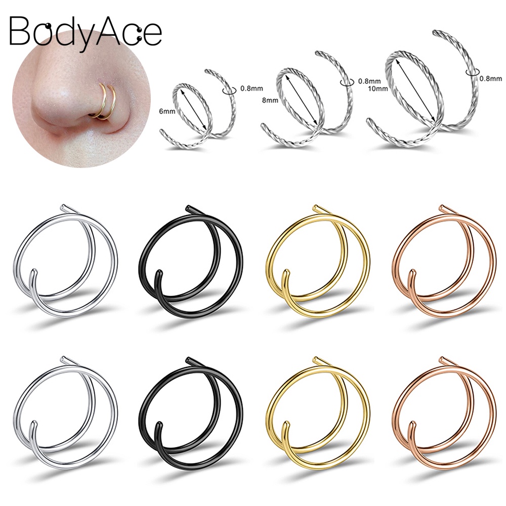 Bodyace จิวเจาะจมูก สเตนเลส สีเงิน 16 กรัม 18 กรัม 1 ชิ้น