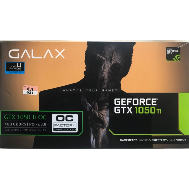 Galax GTX 1050 TI OC 4GB DDR5 การ์ดจอมือสองมีประกัน 10/2020 ใหม่มาก เจ้าของขายเอง