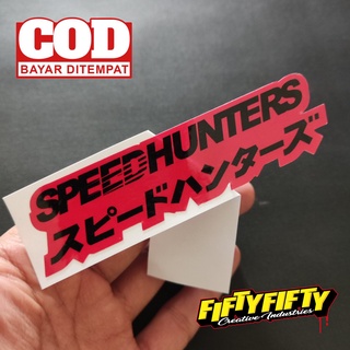 สติกเกอร์ พิมพ์ลาย SPEED HUNTERS สีแดงมันวาว สําหรับติดตกแต่งหมวกกันน็อค รถจักรยานยนต์ รถยนต์