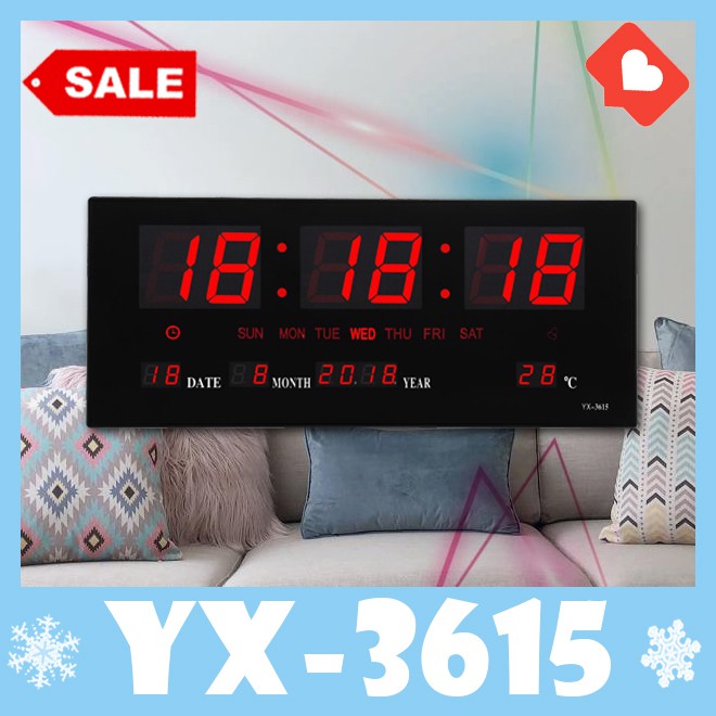 นาฬิกาดิจิตอลแขวนผนัง ยี่ห้อJinheng YX-3615 สีแดง นาฬิกาติดผนัง นาฬิกาแขวนผนังLED พร้อมส่ง สายยาว180CM