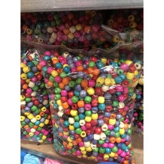 ลูกปัดไม้DIYย้อมสีมีสต๊อกพร้อมส่ง