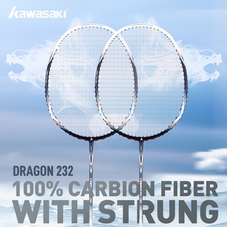 KAWASAKI ไม้แบดมินตัน คาร์บอนไฟเบอร์ 100% พร้อมไม้แบดมินตัน DRAGON 232 222 สําหรับผู้เริ่มต้น และนักเรียน