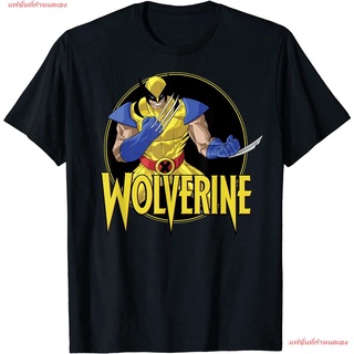 Marvel X-Men Wolverine Classic Portrait Title Logo T-Shirt เสื้อยืดแขนสั้น overside เสื้อยืดผู้หญิง เสื้อยืดผู้ชาย เสื้อ