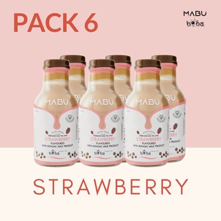 Mabu Boba Strawberry รสสตรอเบอร์รี่ แพ็ค 6 ขวด เครื่องดื่มชานมไข่มุก 270 ml.