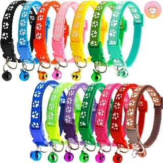 ปลอกคอแมว ปลอกคอสุนัข พิมพ์ลายรอยเท้าสัตว์เลี้ยง 12สีน่ารัก เลือกสีได้ C014