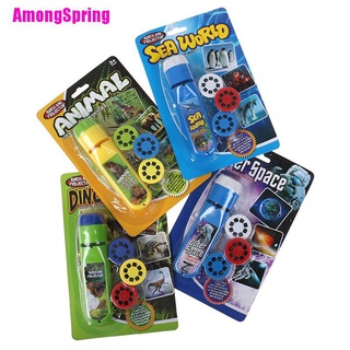 (Amongspring) ไฟฉายโปรเจคเตอร์ รูปสัตว์ แบบพกพา ของเล่นเสริมการเรียนรู้เด็ก