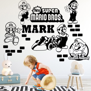 สติ๊กเกอร์พีวีซี Super Mario แบบลอกออกได้สําหรับติดตกแต่งผนังห้องเด็ก