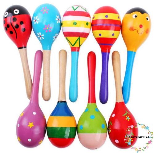 Tha-maracas เครื่องดนตรีเด็กไม้ขนาดเล็กเครื่องดนตรีเด็กเครื่องปั่น Shaker Party Kids