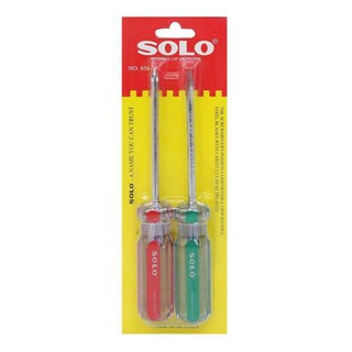 SOLO ไขควงชุด 2 ตัว ด้ามลาย 2 สี รุ่น 654-4 ขนาด 4 นิ้ว สีแดง เครื่องมือช่าง