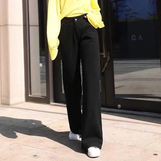 🍓👖 MKL👖🍓พร้อมส่ง 🌟 กางเกงยีนส์ ขายาว เอวสูง ทรงกระบอก เท่ เก๋ๆ ทรงสวย แนววินเทจ #8006
