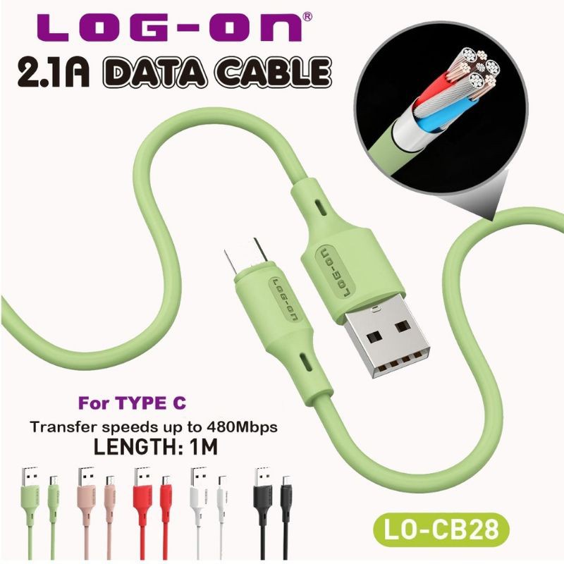 LOG-ON TYPE C และ MICRO DATA CABLE LO-CB28 1M SASTER CHARGING 2.1A DATA CABLE ราคา @1 ชิ้น