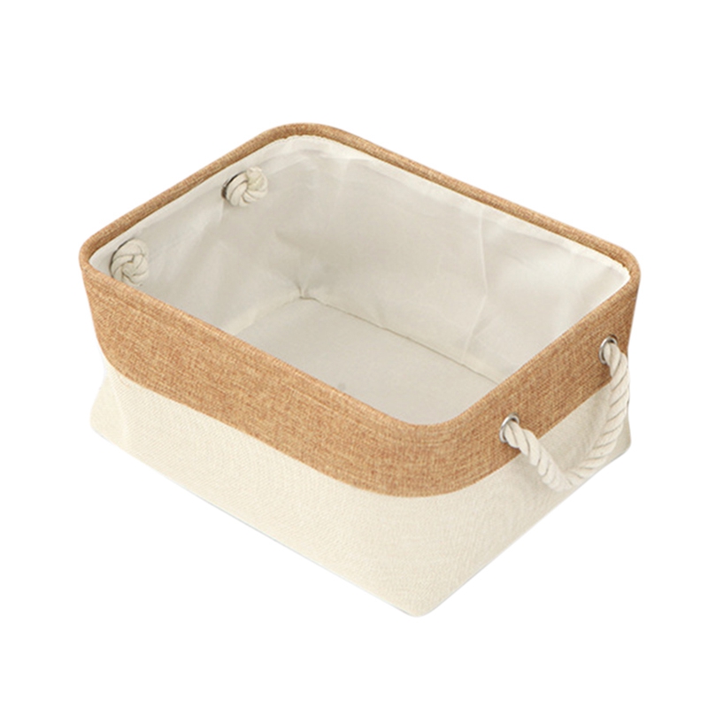 ตะกร้าเก็บของ  ผ้าฝ้ายและผ้าลินินแบบพับได้ มีหูหิ้วทั้งสองด้าน มีสีต่างๆให้เลือก - รูปที่ 7