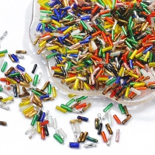 300ชิ้น2x6มิลลิเมตร มุติคัลเลอร์ หลอดเกลียวลูกปัดแก้วข้าวลูกปัดสําหรับเครื่องประดับ ทําเอง ทําต่างหูสร้อยข้อมือ