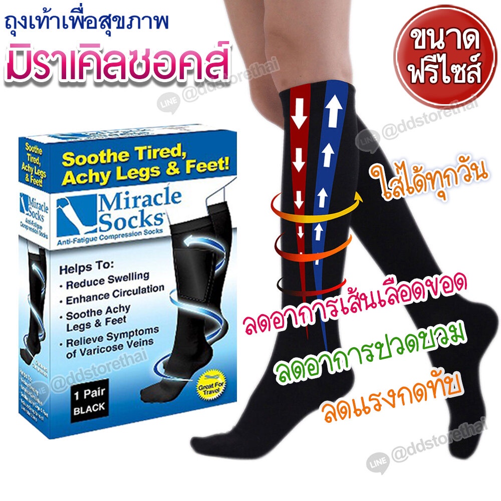 แพค 2 กล่องสุดคุ้ม ถุงเท้าเพื่อสุขภาพ Miracle socks ถุงเท้าแก้ปวดขา ลด ...