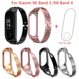 สายนาฬิกาข้อมือโลหะสำหรับ Xiaomi Mi Band 3 / Mi Band 4 Rhinestone