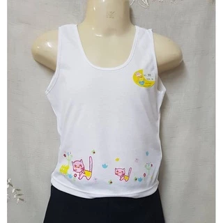 เสื้อทับใน เสื้อซับใน เด็กผู้หญิง 4-6 ปี M-L-XL ทรงกล้าม สีขาว ขอบขาว เนื้อผ้าเบา มีลายสกรีนการ์ตูน #365
