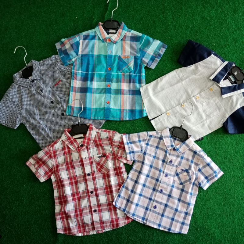 BABY KIKO Kemeja Baby Kiko Shortskid Shirt Button Official Baby Boy