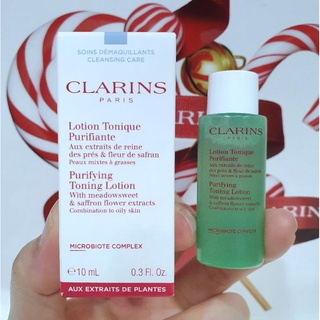 โทนเนอร์บำรุงผิวหน้าเพิ่มความชุ่มชื้น แท้💯%Clarins purifying toning lotion with meadowsweet 10ml. มีฉลากไทย