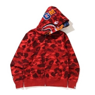 PROSPER - BAPE Color Camo Tiger Shark Wide Full Zip Double Hoodie Red