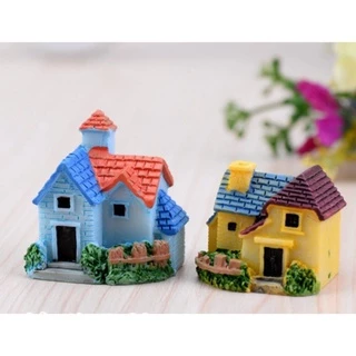 บ้านหลังน้อย [ เซต 4 ชิ้น ] ตุ๊กตาจิ๋ว โมเดลจิ๋ว แต่งสวน ตุ๊กตาแต่งสวนจิ๋ว ตุ๊กตาจัดสวนถาด