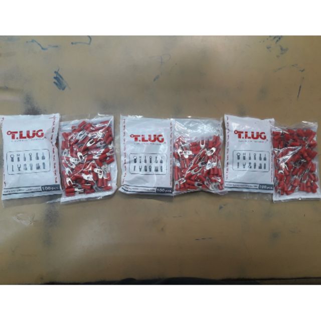 หางปลาทองแดงปลอกหุ้มแดง YF1.5-3S YF1.5-4S YF1.5-5S ยี่ห้อ T.LUG ยี่ห้อดัง เลือกขนาดได้ ยกถุง ถุงละ 1