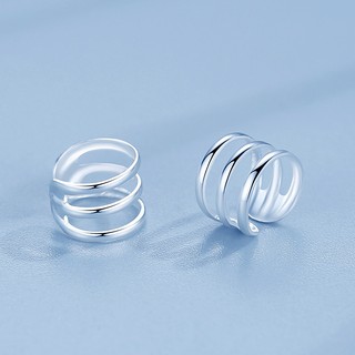 ☆triple ☆ ear-cuff เงินแท้ 925 สไตล์เรียบง่ายมินิมอล ใส่ง่ายไม่เจ็บหู สี white gold เท่มากๆ