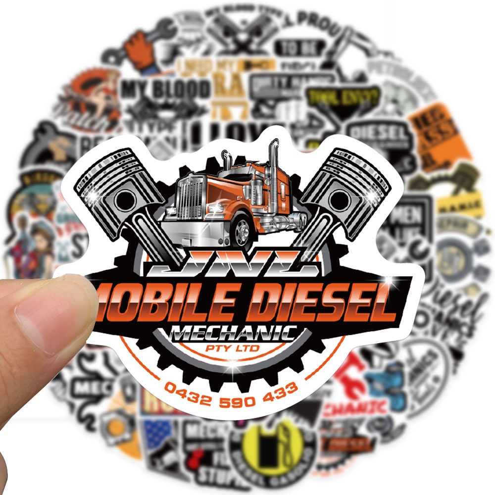 พร้อมส่ง！การ์ตูน เครื่องยนต์ดีเซล รถยนต์ Diesel USA sticker vintage ticket สติกเกอร์กันน้ำ 50ชิ้น